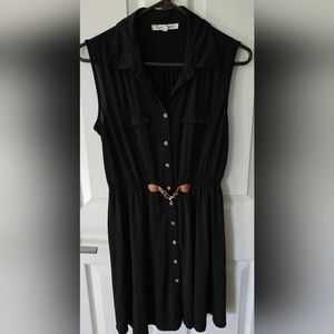 Chic Black Button-Down Midi Dress